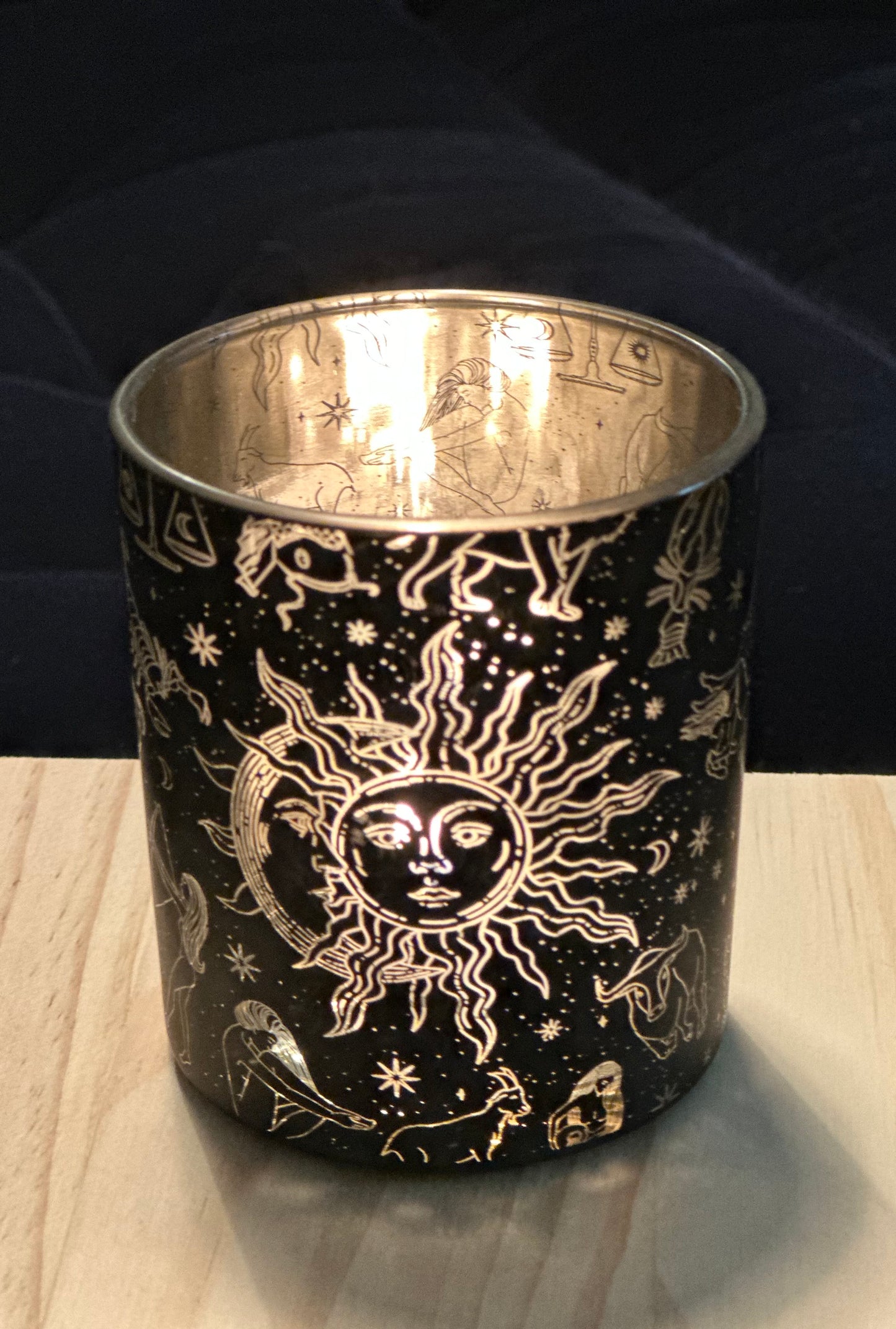 Celestial Design Glass Votive Holder