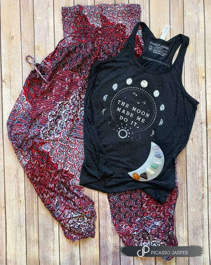 The Moon Made Me Do It, Vintage Gray, Flowy Tank