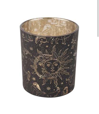 Celestial Design Glass Votive Holder