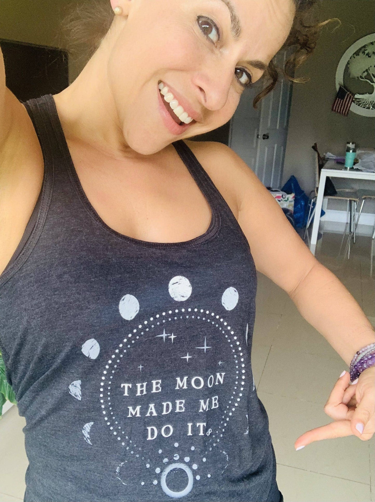 The Moon Made Me Do It, Vintage Gray, Flowy Tank